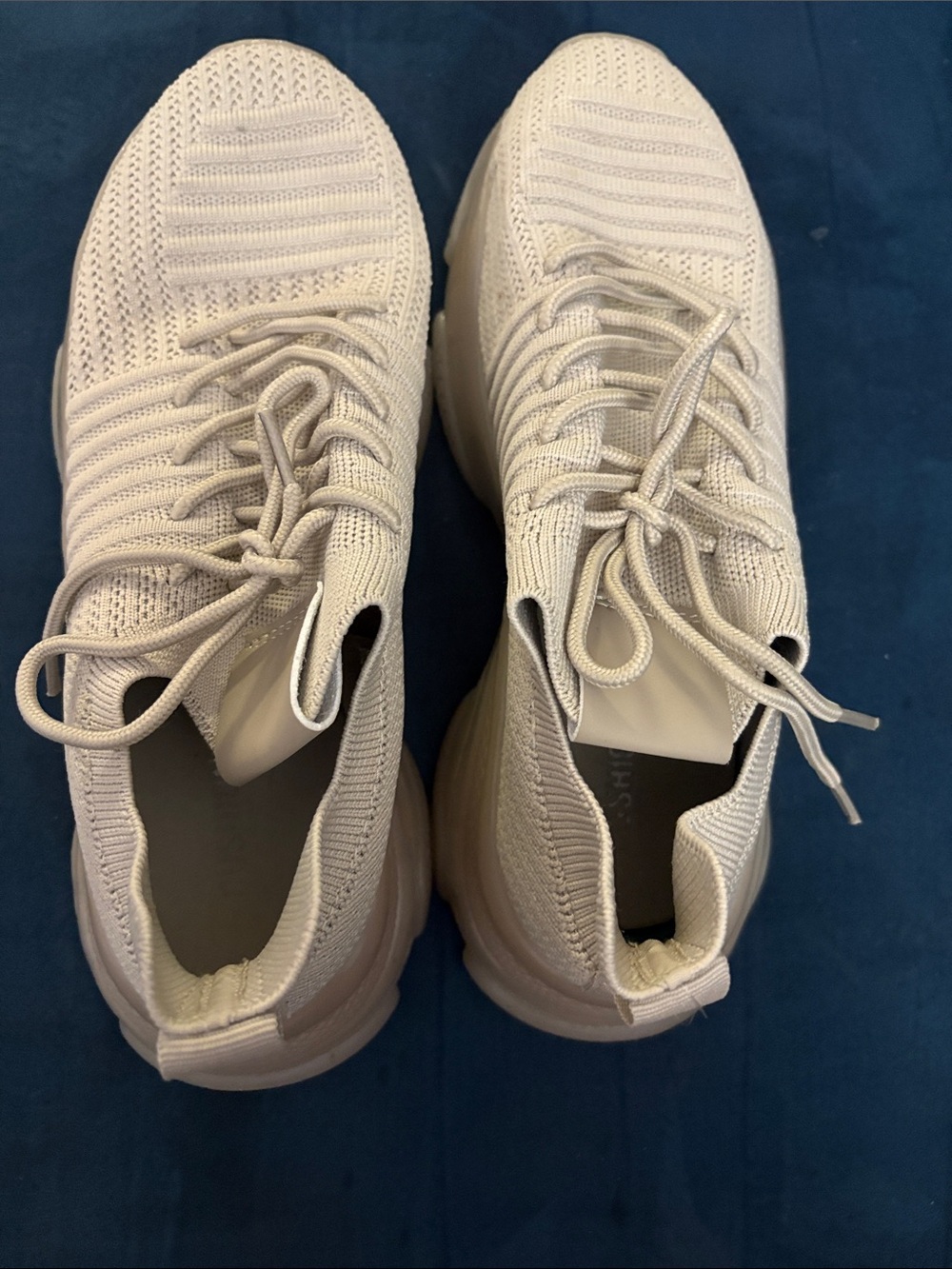 Cushionaire Women's Knit Lace-Up Sneakers in Beige